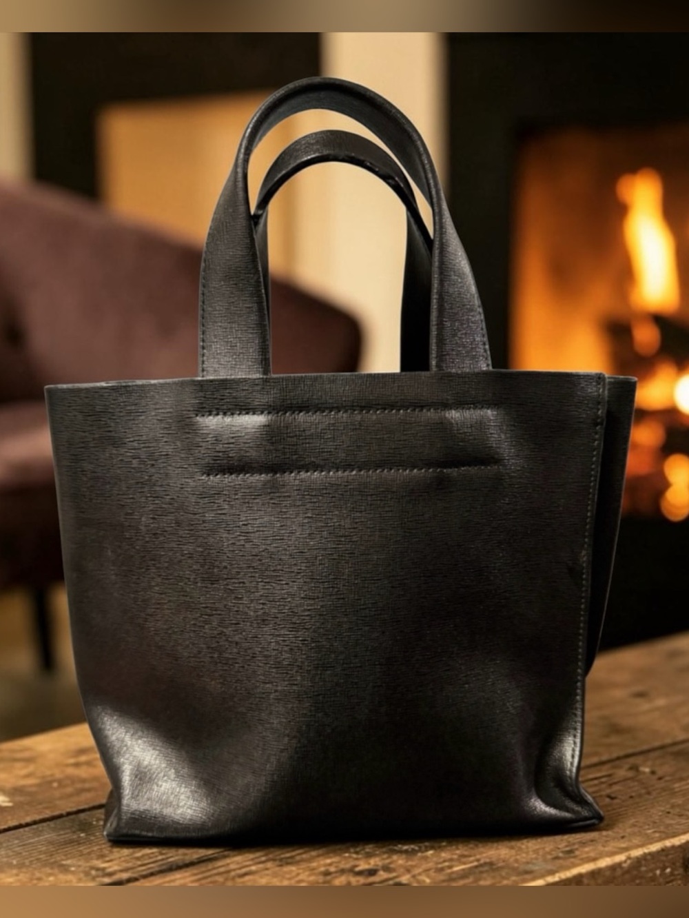 Furla Divide It Tote  Structured Black Leather